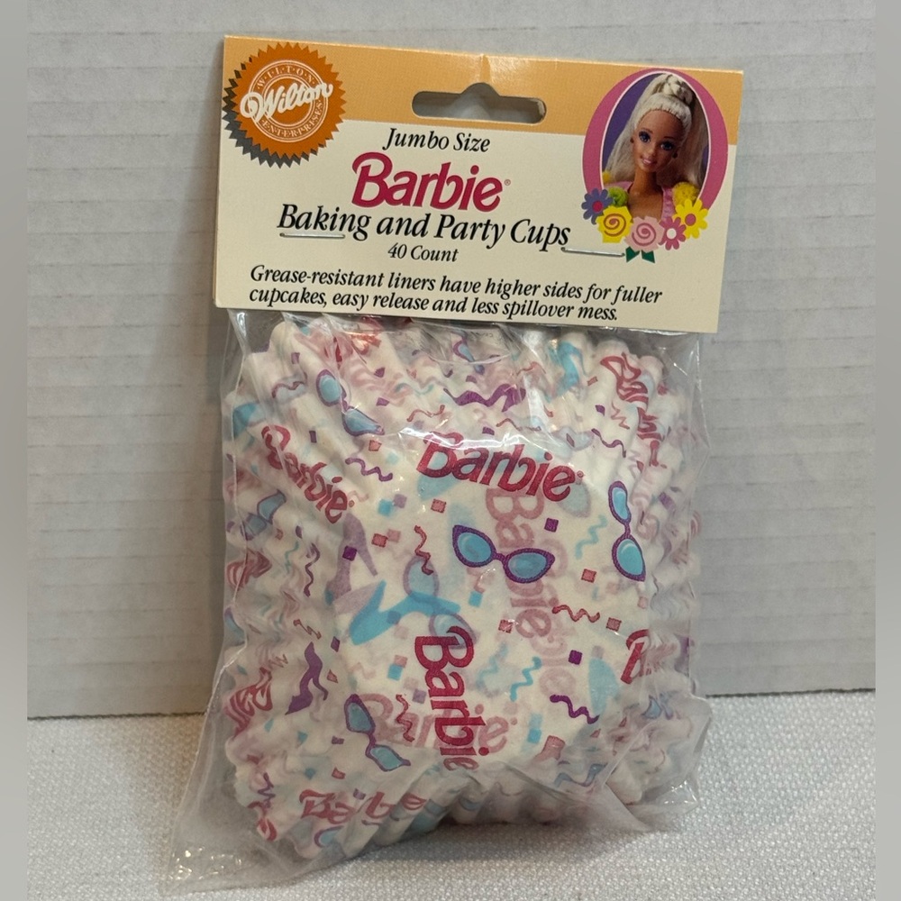 Vintage 1992 Jumbo Size Barbie Baking Cupcake Liners 40 Count Stock No 415-100